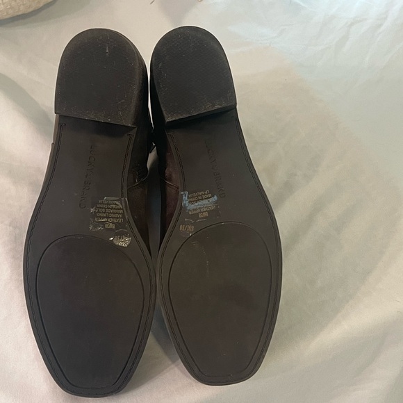 Lucky Brand Brown Leather Stack Heel Size 8 Malvelia Zip Booties Boots Ankle EUC - Picture 8 of 8